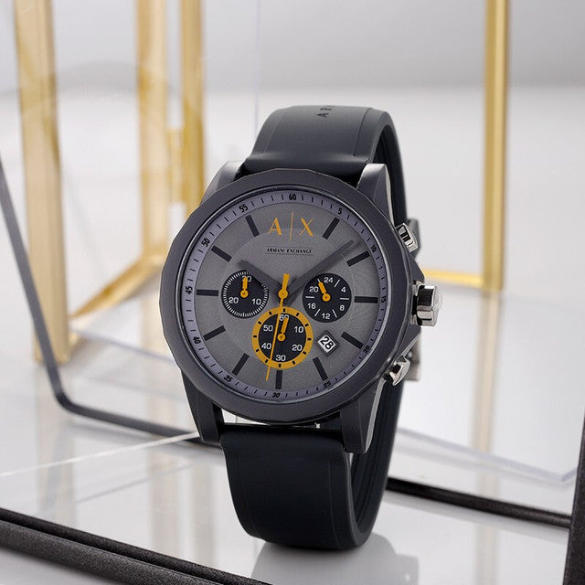 Armani Exchange Outerbanks Chronograph Grey Dial Grey Silicone Strap Watch For Men - AX7123 Buy Now By Armani Exchange