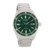 Citizen Eco Drive Vintage Green Dial Silver Steel Strap Watch For Men - AW1598-70X Buy Now By Citizen