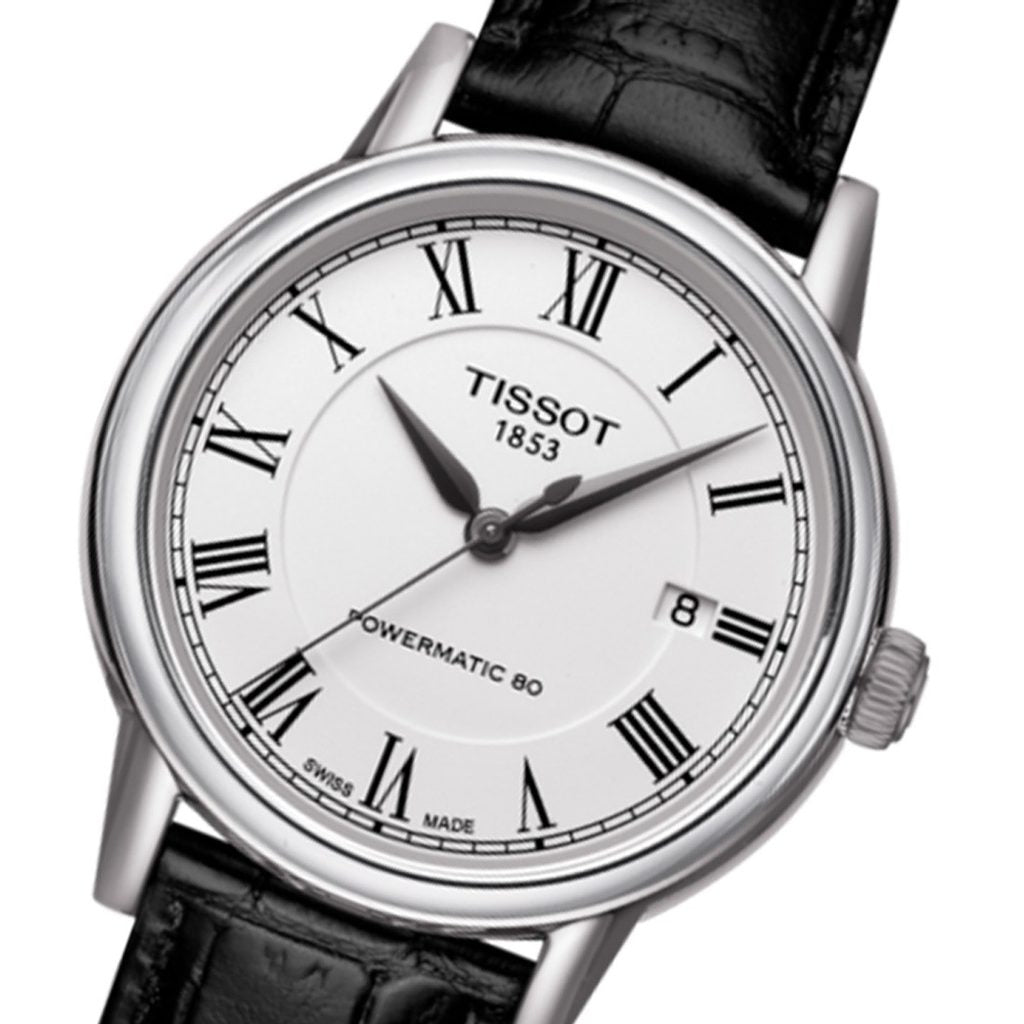 Tissot Carson Powermatic 80 White Dial Black Leather Strap Watch For Men - T085.407.16.013.00 Buy Now By Tissot