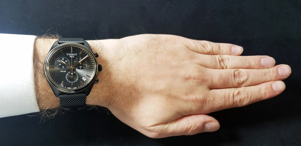 Tissot T Classic PR 100 Chronograph Anthracite Black Dial Black Mesh Bracelet Watch For Men - T101.417.23.061.00 Buy Now By Tissot