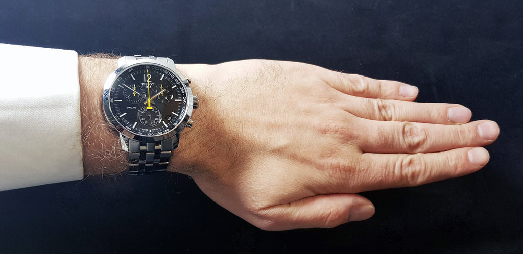 Tissot PRC 200 Chronograph Black Dial Silver Steel Strap Watch For Men - T114.417.11.057.00 Buy Now By Tissot