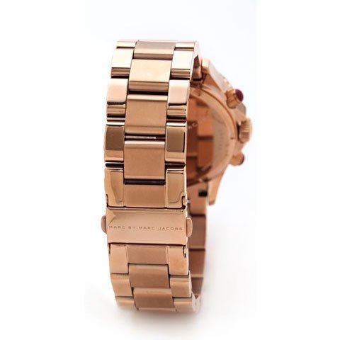 Marc Jacobs Rock Chronograph Mother of Pearl Red Dial Rose Gold Steel Strap Unisex Watch - MBM3251 Buy Now By Marc Jacobs