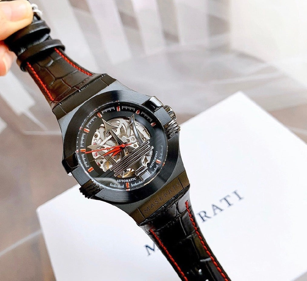 Maserati Potenza Automatic Black Dial Black Leather Strap Watch For Men - R8821108008 Buy Now By Maserati