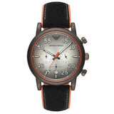 Emporio Armani Chronograph Quartz Grey Dial Black Leather Strap Watch For Men - AR11174 Buy Now By Emporio Armani
