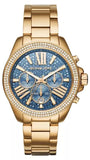 Michael Kors Wren Diamonds Blue Dial Gold Steel Strap Watch for Women - MK6291 Buy Now By Michael Kors