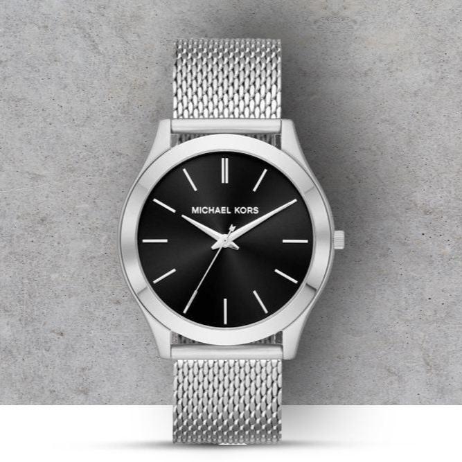 Michael Kors Slim Runway Analog Black Dial Silver Mesh Bracelet Watch For Men - MK8606 Buy Now By Michael Kors