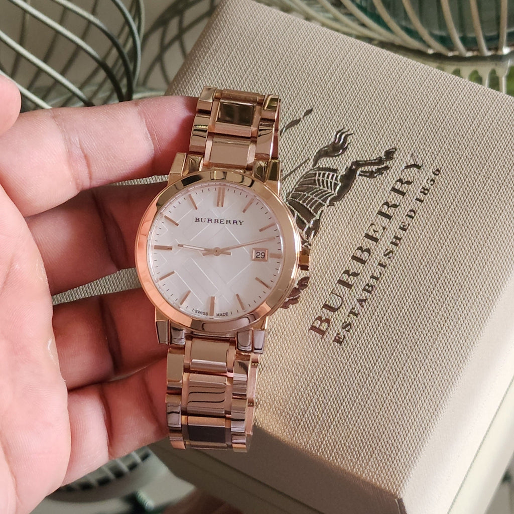 Burberry The City White Dial Rose Gold Steel Strap Watch for Women - BU9004 Buy Now By Burberry