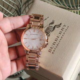 Burberry The City White Dial Rose Gold Steel Strap Watch for Women - BU9004 Buy Now By Burberry
