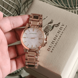 Burberry The City White Dial Rose Gold Steel Strap Watch for Women - BU9204 Buy Now By Burberry