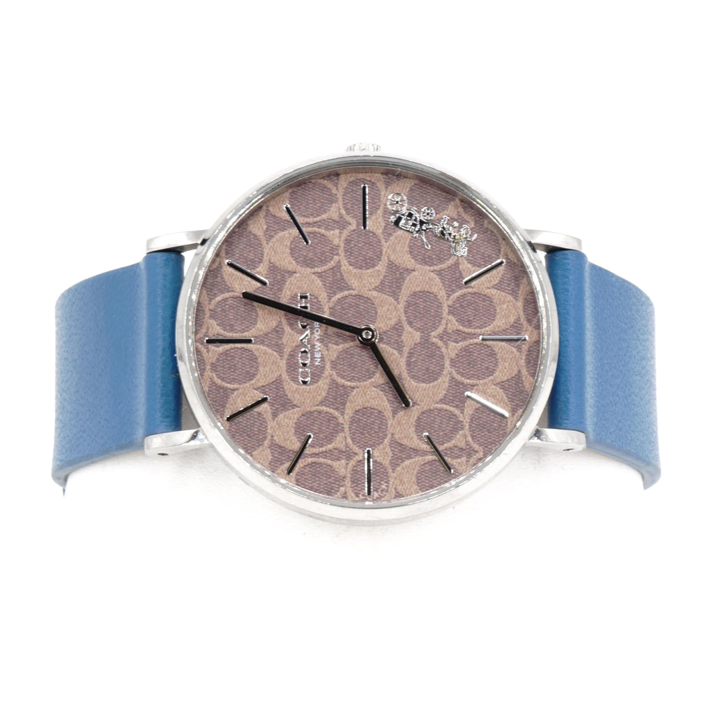 Coach Perry Coffee Dial Blue Leather Strap Watch for Women - 14503475 Buy Now By Coach