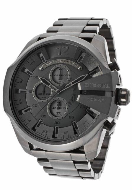 Diesel Mega Chief Chronograph Grey Dial Grey Steel Strap Watch for Men - DZ4282 Buy Now By Diesel