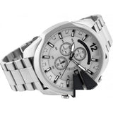 Diesel Mega Chief Chronograph Silver Dial Silver Steel Strap Watch For Men - DZ4501 Buy Now By Diesel