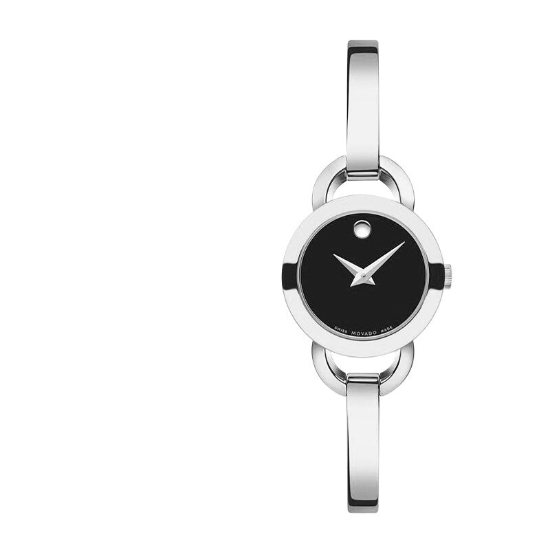 Movado Rondiro 22mm Black Dial Silver Steel Strap Watch For Women - 0606796 Buy Now By Movado
