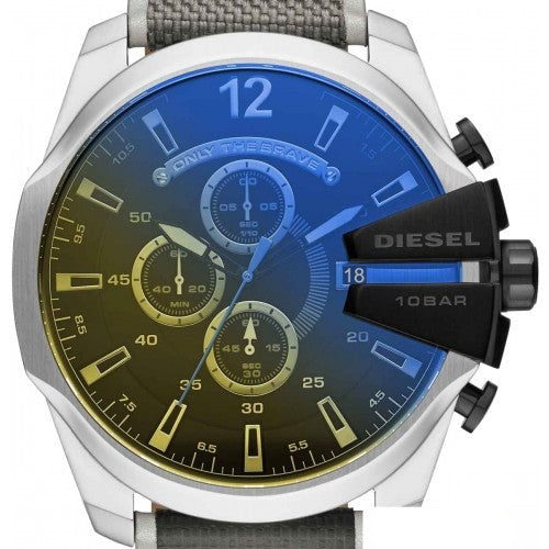 Diesel Mega Chief Chronograph Black Dial Grey Nylon Strap Watch For Men - DZ4523 Buy Now By Diesel
