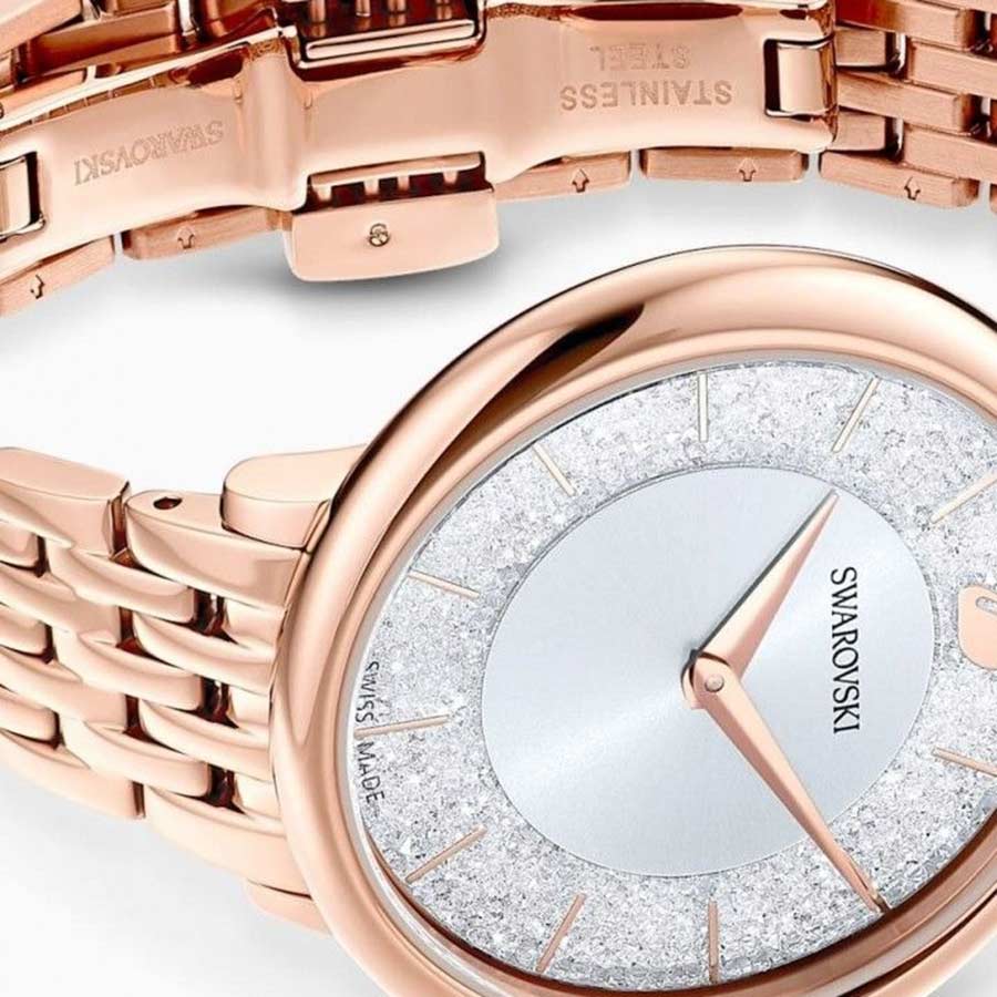 Swarovski Crystalline Chic Analog Silver Dial Rose Gold Steel Strap Watch for Women - 5544590 Buy Now By Swarovski
