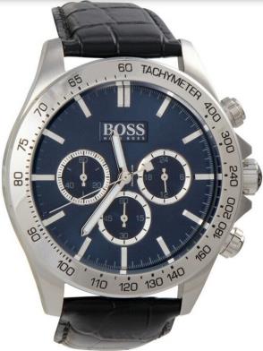 Hugo Boss Ikon Blue Dial Black Leather Strap Watch for Men - 1513176 Buy Now By Hugo Boss
