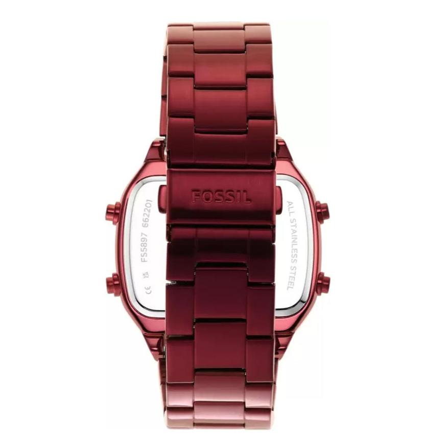 Fossil Retro Analog-Digital Black Dial Red Steel Strap Watch for Men - FS5897 Buy Now By Fossil