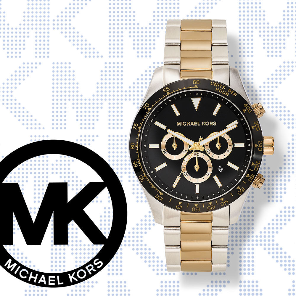 Michael Kors Layton Chronograph Black Dial Two Tone Steel Strap Watch For Men - MK8784 Buy Now By Michael Kors