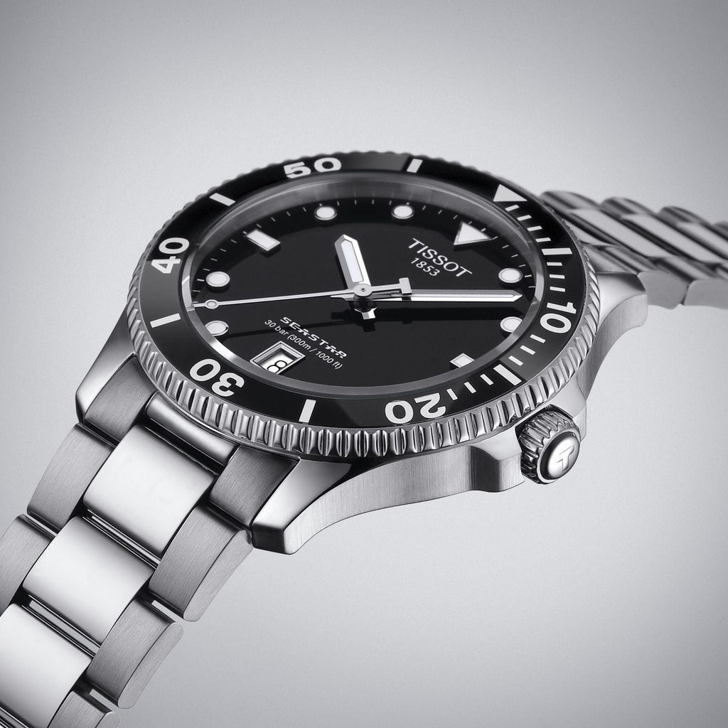Tissot Seastar 1000 Black Dial Silver Steel Strap Watch For Men - T120.410.11.051.00 Buy Now By Tissot