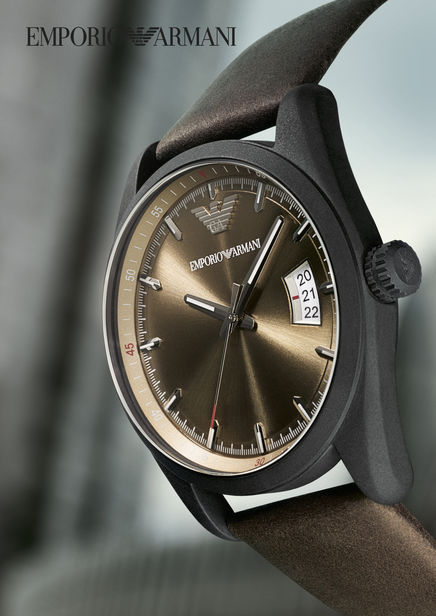 Emporio Armani Sportivo Chronograph Beige Dial Brown Leather Strap Watch For Men - AR6081 Buy Now By Emporio Armani