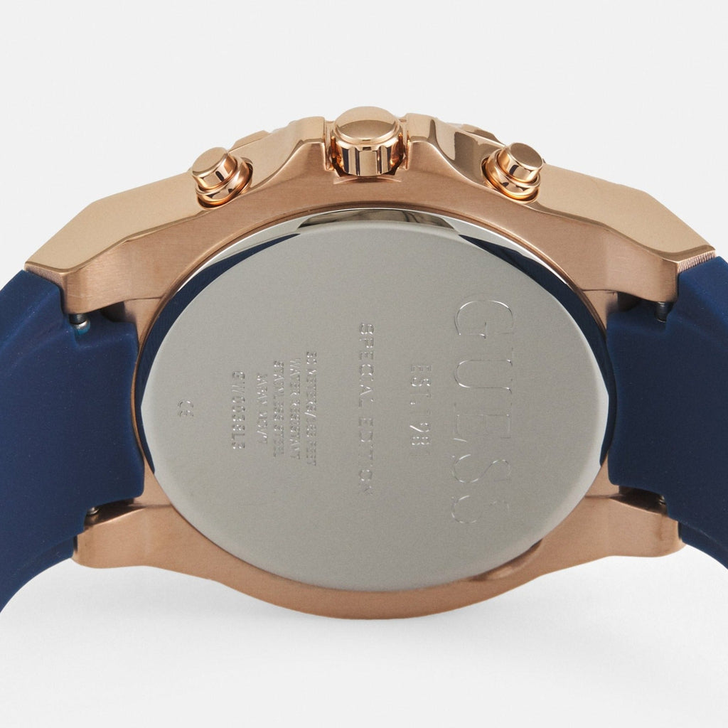 Guess Caliber Chronograph White Dial Blue Silicone Strap Watch for Men - W0864G5 Buy Now By Guess