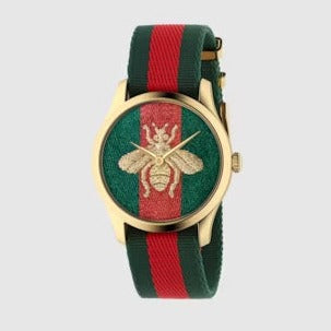 Gucci G Timeless Quartz Green & Red Dial Green & Red NATO Strap Watch For Men - YA126487A Buy Now By Gucci