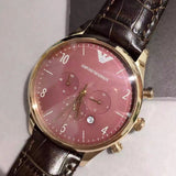 Emporio Armani Classic Chronograph Burgundy Dial Brown Leather Strap Watch For Men - AR1890 Buy Now By Emporio Armani