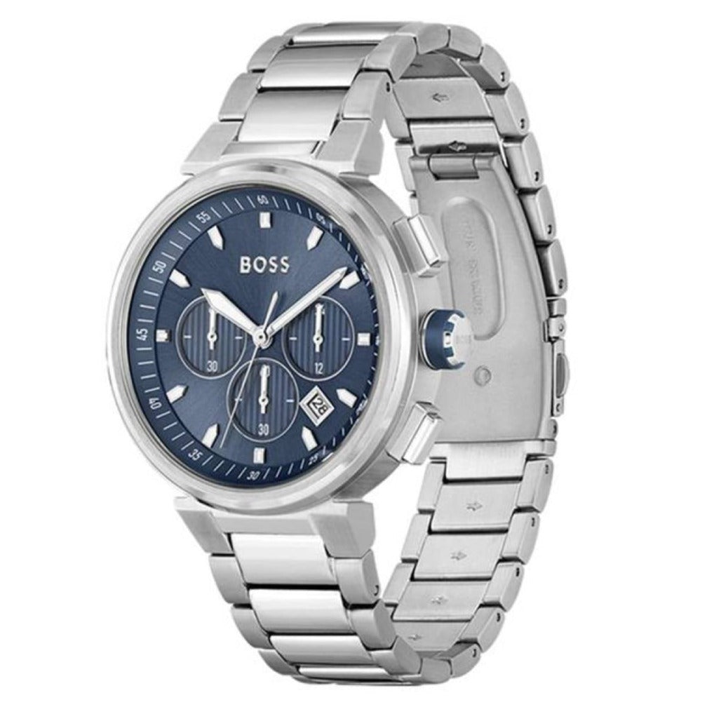 Hugo Boss One Chronograph Blue Dial Silver Steel Strap Watch For Men - 1513999 Buy Now By Hugo Boss