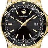 Movado Series 800 Black Dial Gold Steel Strap Watch For Men - 2600145 Buy Now By Movado