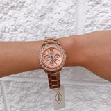 Fossil Stella Rose Gold Dial Rose Gold Steel Strap Watch for Women - ES3590 Buy Now By Fossil