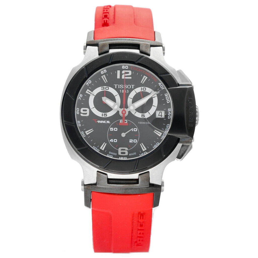 Tissot T Race Chronograph Black Dial Red Rubber Strap Watch for Men - T048.417.27.057.01 Buy Now By Tissot
