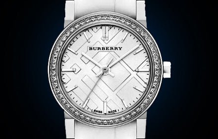 Burberry The City White Diamonds Dial White Leather Strap Watch for Women - BU9221 Buy Now By Burberry
