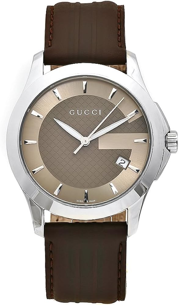 Gucci G Timeless Quartz Brown Dial Brown Rubber Strap Watch For Men - YA126403 Buy Now By Gucci