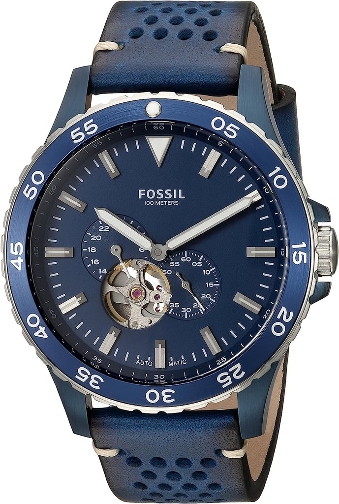 Fossil Crewmaster Sports Automatic Blue Dial Blue Leather Strap Watch for Men - ME3149 Buy Now By Fossil