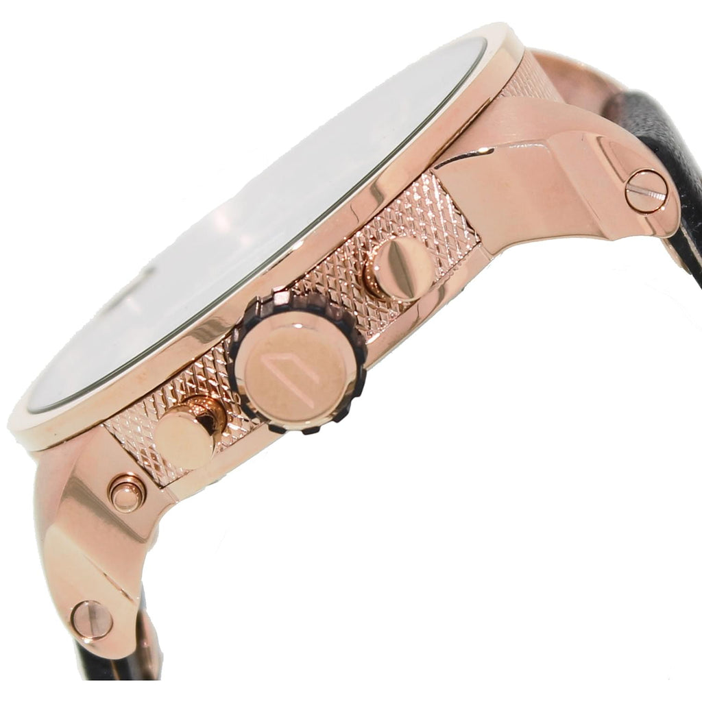 Diesel Big Daddy Gold & Black Dial Black Leather Strap Watch For Men - DZ7261 Buy Now By Diesel