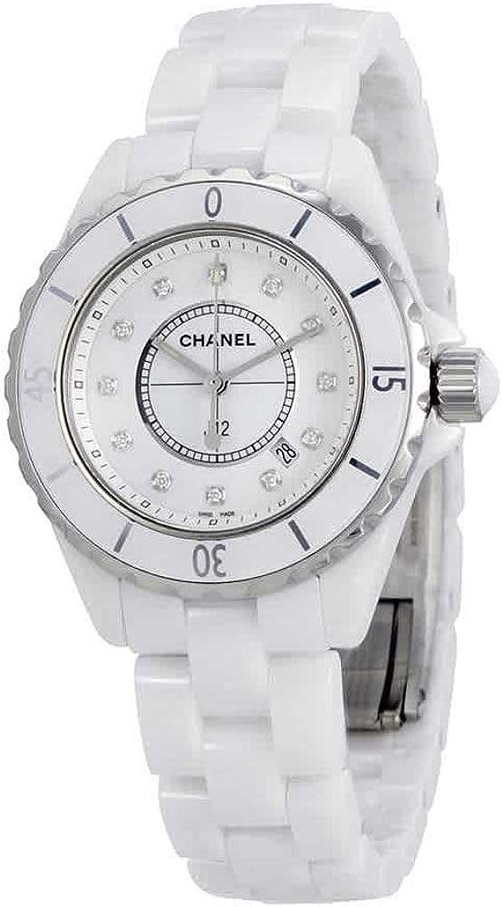 Chanel J12 Diamonds Ceramic White Dial White Steel Strap Watch for Women - J12 H1628 Buy Now By Chanel