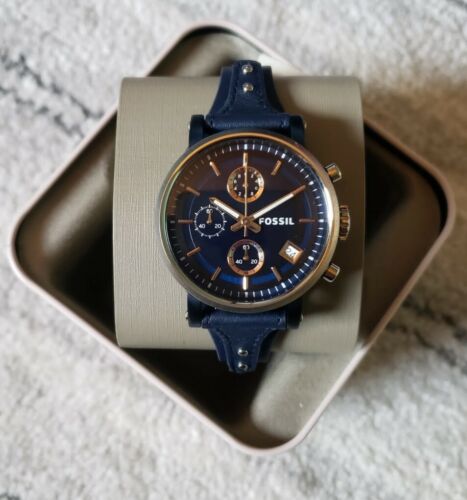 Fossil Boyfriend Sport Chronograph Blue Dial Blue Leather Strap Watch for Women - ES4113 Buy Now By Fossil