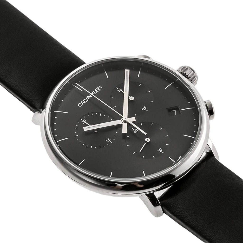 Calvin Klein High Noon Chronograph Black Dial Black Leather Strap Watch for Men - K8M271C1 Buy Now By Calvin Klein