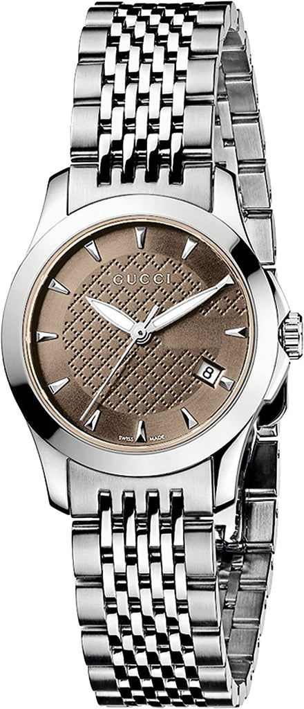Gucci G Timeless Brown Dial Silver Steel Strap Watch For Women - YA126503 Buy Now By Gucci