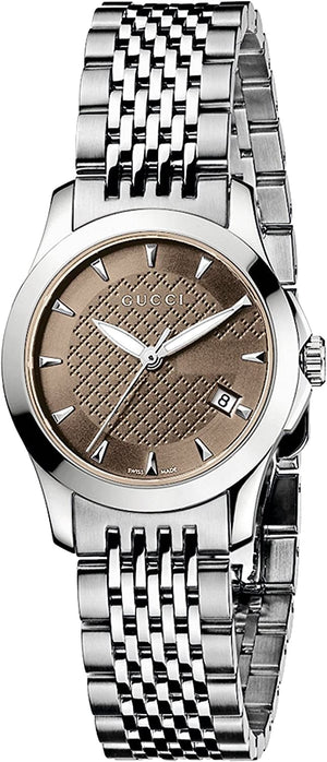 Gucci G Timeless Brown Dial Silver Steel Strap Watch For Women - YA126503 Buy Now By Gucci