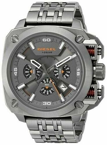 Diesel BAMF Chronograph Gray Dial Gray Steel Strap Watch For Men - DZ7344 Buy Now By Diesel