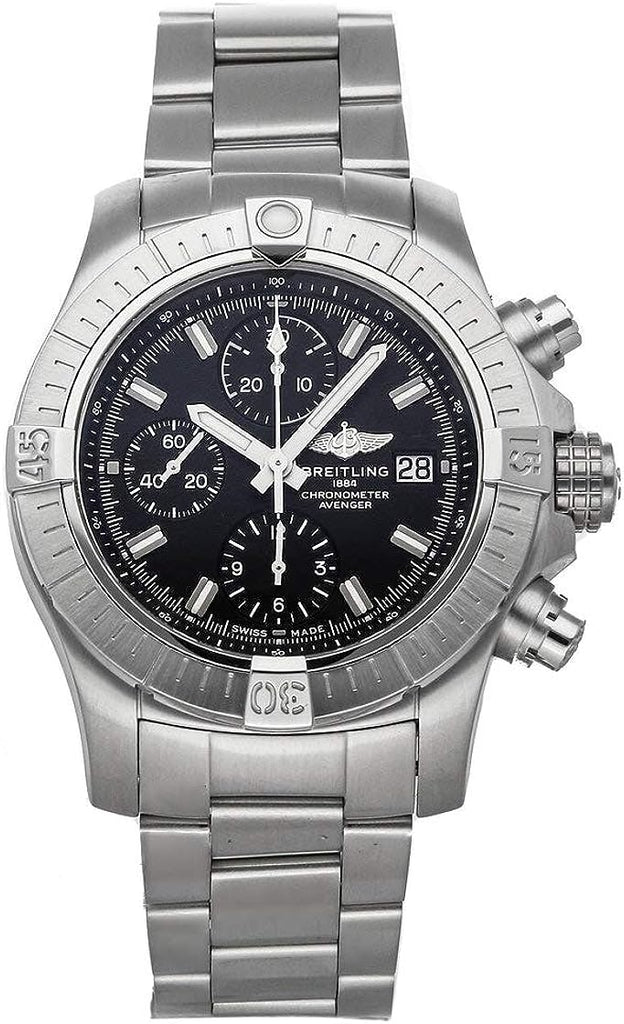 Breitling Avenger Chronograph 43 Black Dial Silver Steel Strap Watch for Men - A13385101B1A1 Buy Now By Breitling