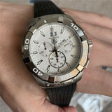 Tag Heuer Aquaracer Chronograph White Dial Black Rubber Strap Watch for Men - CAY1111.FT6041 Buy Now By Tag Heuer