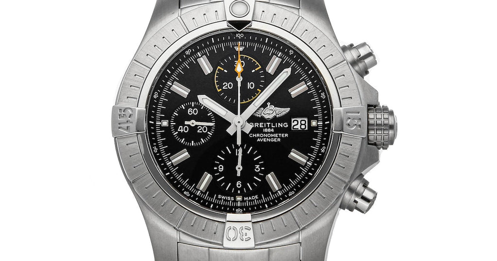 Breitling Avenger Chronograph 45mm Black Dial Silver Steel Strap Watch for Men - A13317101B1A1 Buy Now By Breitling