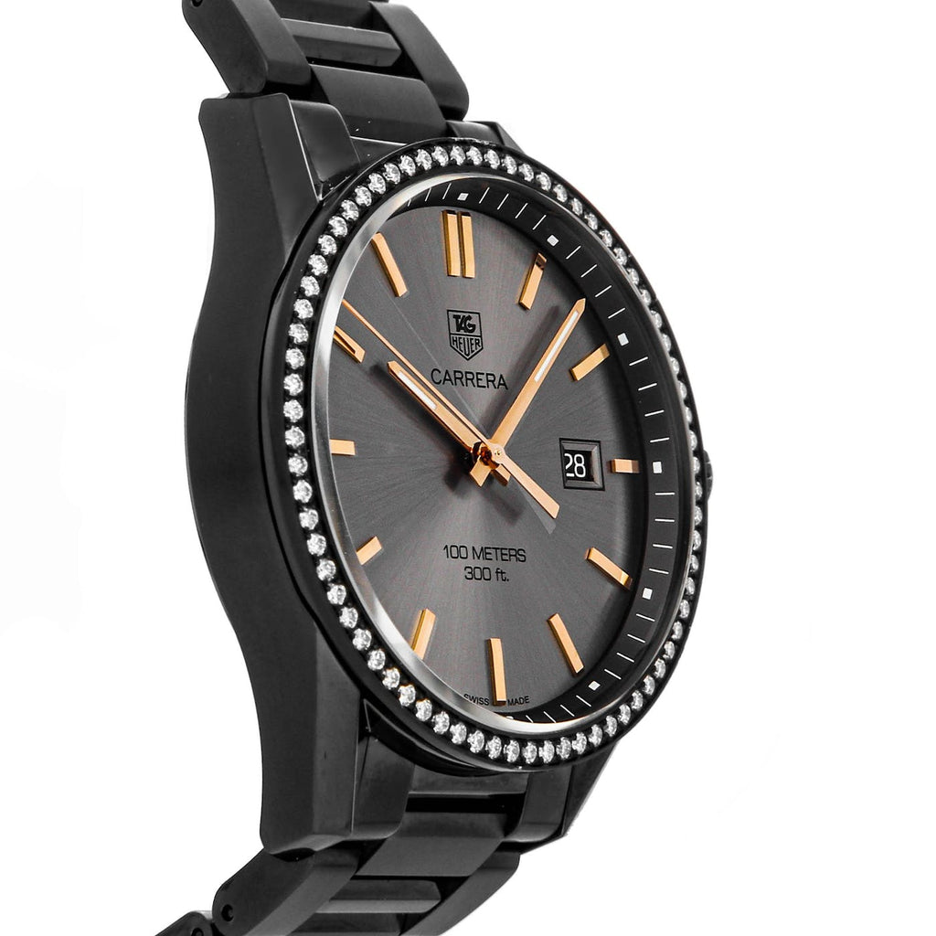 Tag Heuer Carrera Quartz Diamonds Black Dial Black Steel Strap Watch for Women - WAR1115.BA0602 Buy Now By Tag Heuer