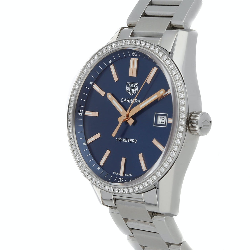 Tag Heuer Carrera Quartz Diamonds Blue Dial Silver Steel Strap Watch for Women - WAR1114.BA0601 Buy Now By Tag Heuer