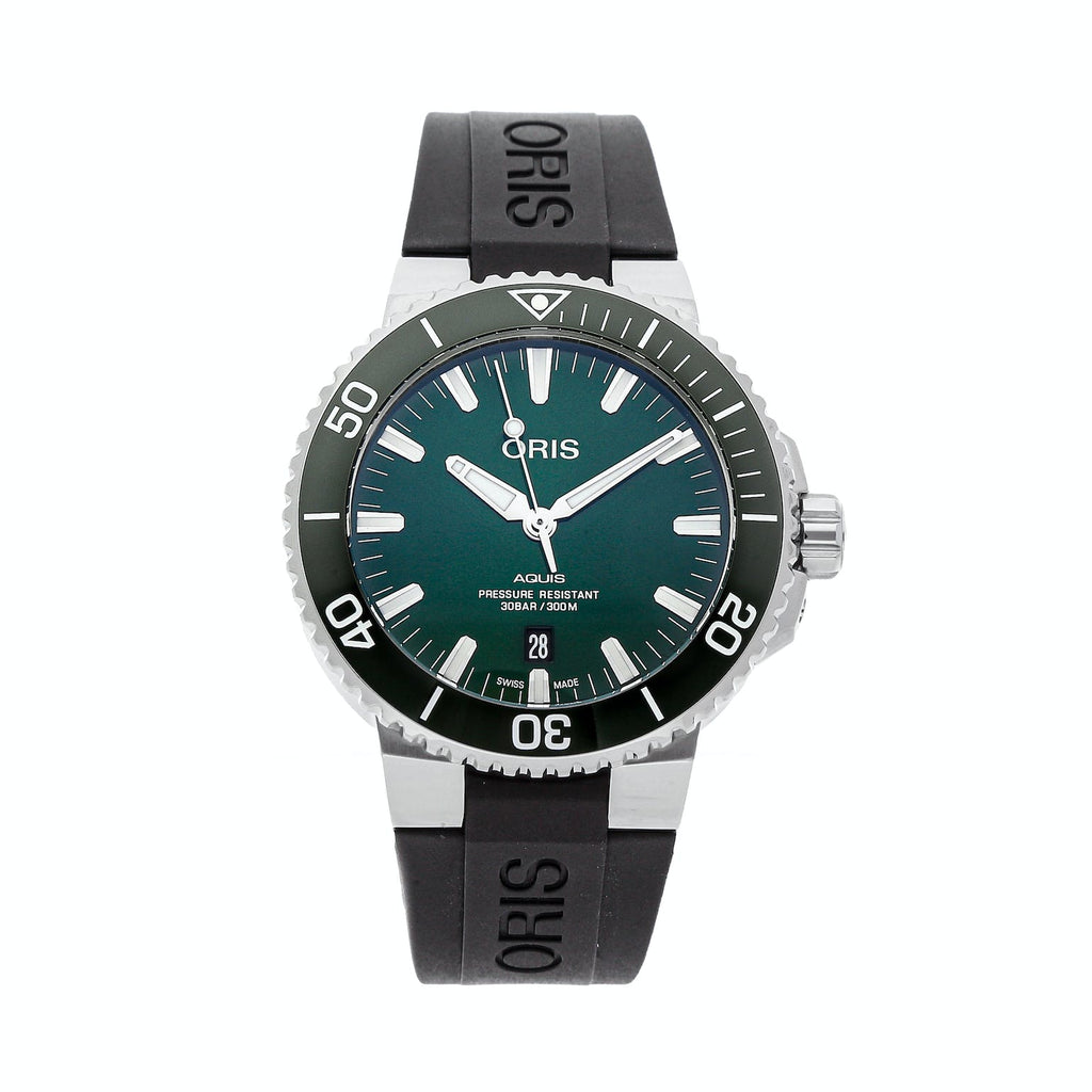 Oris Aquis Date Green Dial Black Rubber Strap Watch for Men - 0173377304157-0742464EB Buy Now By Oris