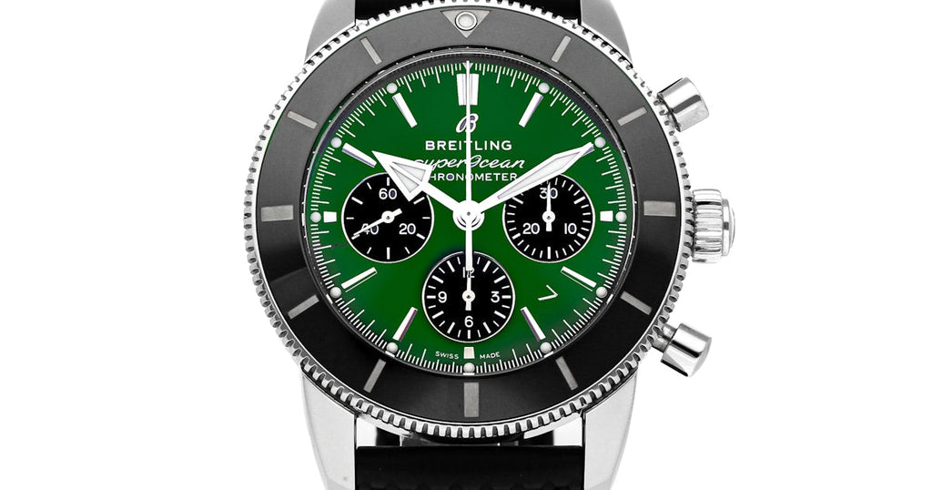 Breitling Superocean Heritage B01 Chronograph 44 Limited Edition Green Dial Black Mesh Bracelet Watch for Men - AB01621A1L1S1 Buy Now By Breitling