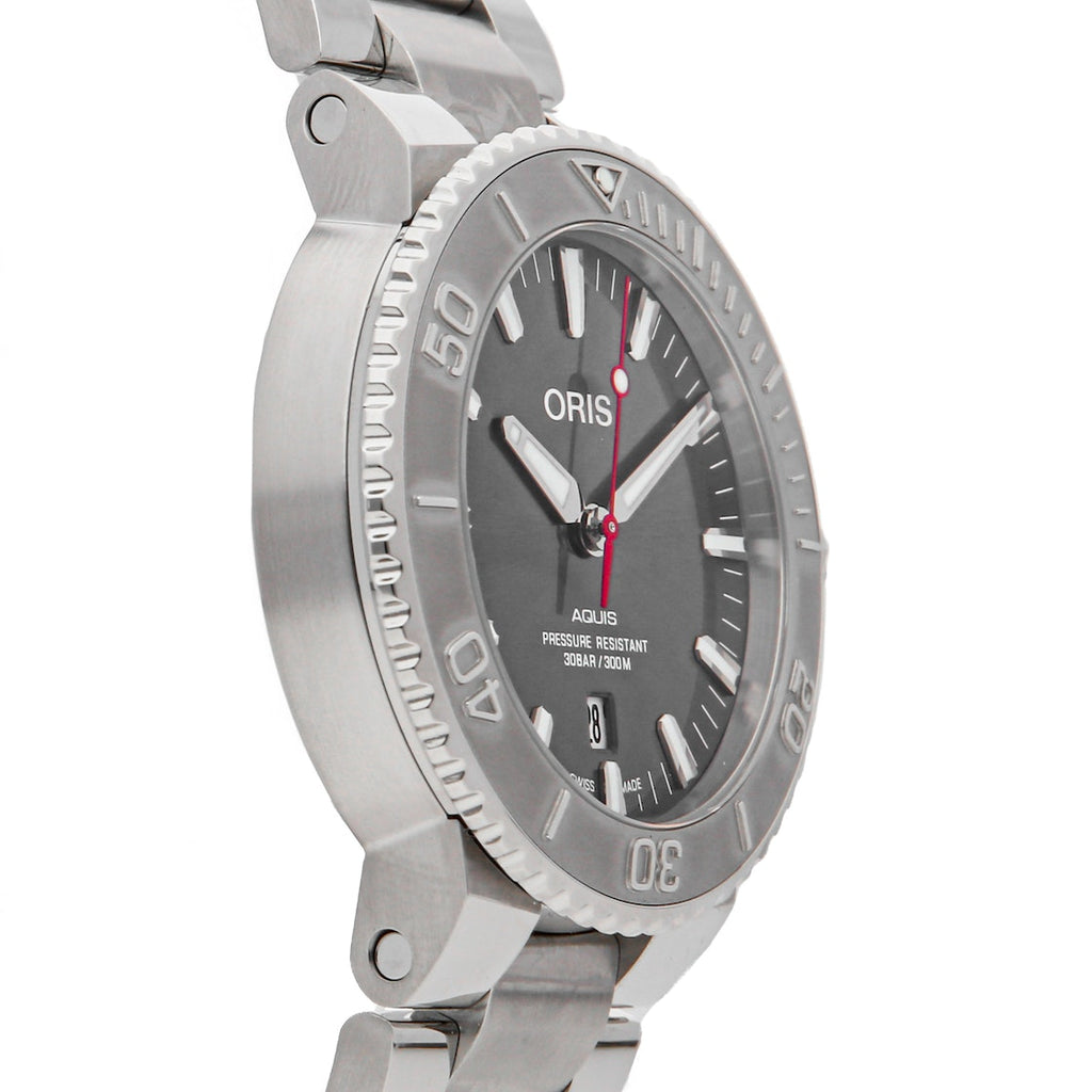 Oris Aquis Date Relief Grey Dial Silver Steel Strap Watch for Men - 0173377304153-0782405PEB Buy Now By Oris