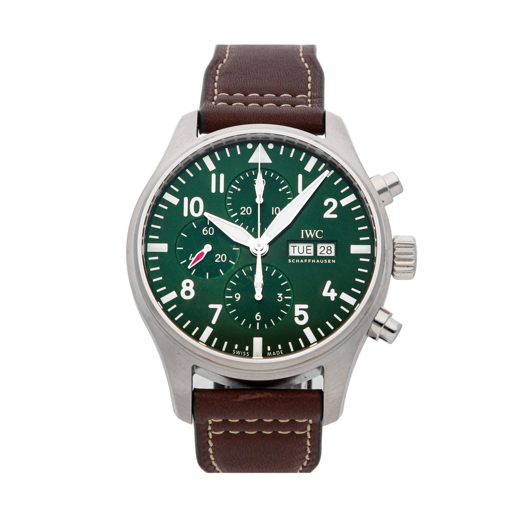 IWC Pilot's Watch Chronograph Edition Racing Green 43mm Green Dial Brown Leather Strap Watch for Men - IW377726 Buy Now By IWC